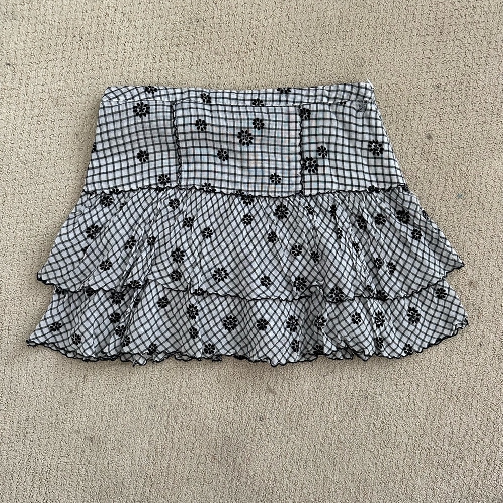 LoveShackFancy Amy skirt size M gingham ruffle